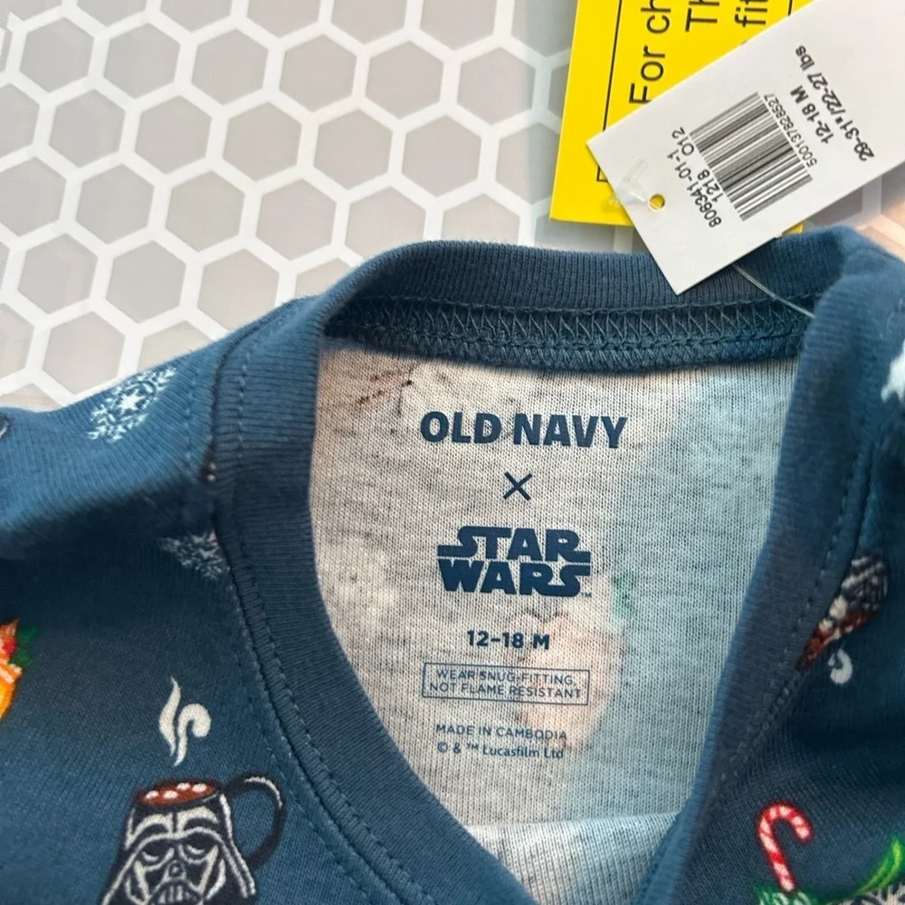 NWT Old Navy Navy Holiday Character Pajama Set Green Orange Accents Size 12-18M